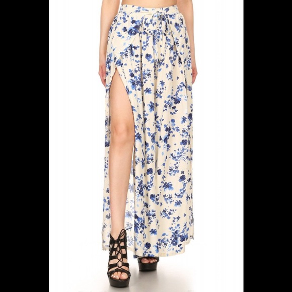 Yado Pants - Floral High Waist Wide Leg Wrap Pants XL